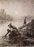 Jean Francois Millet Peasant washing the clothes oil painting artist